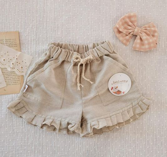 Short Lino Beige Niña